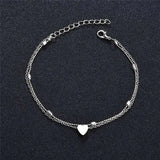 2pcs Anklets Women Heart Ankle Bracelet Charm Beaded Dainty Foot Jewelry for Women and Teen Girls Summer Barefoot Beach