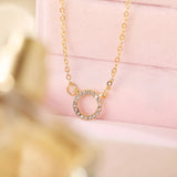 Trend Elegant Jewelry Crystal Circle Pendant Necklace Golden Color Unquie Women Fashion Necklace