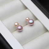 Cute 925 Sterling Silver Stud Piercing Earrings for Women,White Freshwater Natural Pearl Earrings