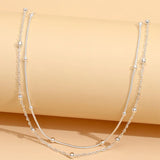 Trend Elegant Jewelry Multi-layer Beads Chain Necklace Silver Color Unquie Women Fashion Necklace Wholesale N0255