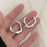 925 Silver French Style Glossy Twisted Ripples Big Hoop Earring Buckle for Women Trendy Fine Jewelry Chic Drop Shipping