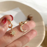 contracted asymmetric crystal Star fashion Drop earrings Delicate joker Moon style Women earrings Jewelry