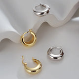 925 Sterling Silver Chunky Hoop Earrings for Women Geometric Circle Punk Ear Jewelry Party Gifts New