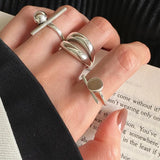 925 Sterling Silver Rings New Party Jewelry Vintage Charm Double Layer Geometric Nail Design Accessories Gift Dropship