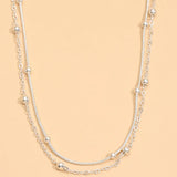 Trend Elegant Jewelry Multi-layer Beads Chain Necklace Silver Color Unquie Women Fashion Necklace Wholesale N0255