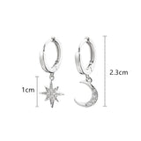 contracted asymmetric crystal Star fashion Drop earrings Delicate joker Moon style Women earrings Jewelry