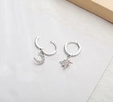 contracted asymmetric crystal Star fashion Drop earrings Delicate joker Moon style Women earrings Jewelry