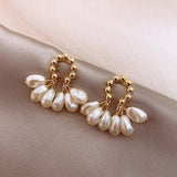 South Korea New Fashion Baroque Pearl Earrings Temperament Personality Versatile Pendant Earrings Elegant Jewelry For Women