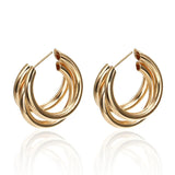 Golden Color Big Hoop Earrings Korean Geometry Metal Earrings For women Female Retro Chrismas Earring 2020 Trend Fashion Jewelry