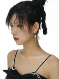 Punk Long Tassels Pearl Drop Earrings For Women Personality Hyperbole Earrings  New Jewelry Gift