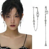 Punk Long Tassels Pearl Drop Earrings For Women Personality Hyperbole Earrings  New Jewelry Gift