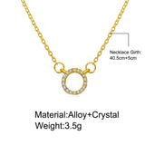 Trend Elegant Jewelry Crystal Circle Pendant Necklace Golden Color Unquie Women Fashion Necklace