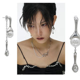 Punk Long Tassels Pearl Drop Earrings For Women Personality Hyperbole Earrings  New Jewelry Gift