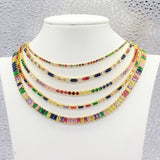 Sexy Short Sparking Rainbow Tennis Chain Chocker Necklace With AAA+ CZ Fashion Personality Women Collar Jewellery bijoux femme