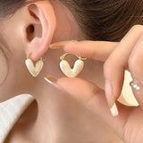 Kpop Sweet Minimalist Love Heart Drop Earrings for Women Wed Korean Fashion Elegant Earrings Aesthetic Piercing Ear Jewelry New