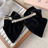 Luxury Bow Love Rhinestone Hairpins Fashion Black Velvet Large HairClips for Women Girls Sweet Temperament Barrettes Headdress