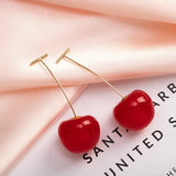 New Cute Simulation Red Cherry Earrings for Women Girl Sweet Resin Hot Sale Earring Student Fruit Fashion Jewelry Gift