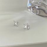 Trend Statement Silver Color Plated Hollow Star Hoop Earring For Women Fashion Vintage Accessories Aesthetic Jewelry Gift