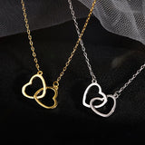 Double Heart Pendant Necklace for Women Couple Choker Gold Silver Color Chain Wedding Party Friends Jewelry Gift