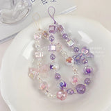 Sweet Cute Candy Bow Beaded Mobile Phone Chain Charm Women Bagbag Cell Phone Case Anti-loss Lanyard Jewelry