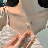 New Fashion Trend Light Luxury Elegant Delicate Pearl Double Layer Heart Necklace Ladies High Jewelry Party Gifts Wholesale