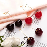 New Cute Simulation Red Cherry Earrings for Women Girl Sweet Resin Hot Sale Earring Student Fruit Fashion Jewelry Gift