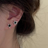 Goth Black Butterfly Crystal Star Earring Set For Women Girl Vintage Aesthetic Heart Stud Earring Trendy Y2K Jewelry Accessories