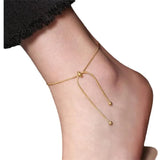 Stainless Steel Adjustable Anklet for Woman Round Snake Chain Pull-Out Anklet Button Birthday Gift Jewelry on Foot Wholesale