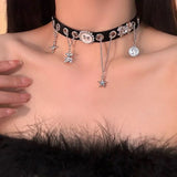 Vintage Black Star Velvet Choker With Gothic Ornate Big Pendant Statement Jewelry Classics Charm Valentines Gift Women Fashion