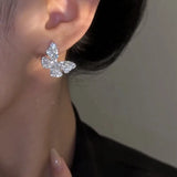 New Fashion Trend Unique Design Elegant Exquisite Light Luxury Zircon Butterfly Earrings Female Jewelry Party Gift Wholesale