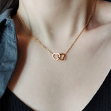 Double Heart Pendant Necklace for Women Couple Choker Gold Silver Color Chain Wedding Party Friends Jewelry Gift