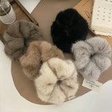 Fashion New Fluffy Warm Autumn Winter Fur Elastic Hair Bands Scrunchies Large Intestine Hair Rings Women Girls Plush Hair Ropes