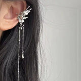 Y2K Fairy Butterfly Tassel Ear Clips Angel Ear Bone Clip Earring Elf Female Hole Cuff Hanging Earring Fashion Jewelry