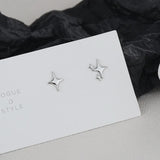 Silver Color Asymmetric Four-pointed Star Earrings for Women Super Fairy Stud Earring Simple Jewelry Hot Sale Gift