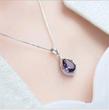 Delysia King Temperament Gemstone Jewelry Waterdrop Amethyst Pendant Necklace for Women