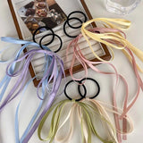 1Pcs Sweet Long Ribbon Bow Knot Hairband Scrunchies For Women Girls Hair Bow Elastic Headband Female Hair Accessories