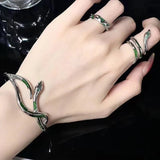 Punk Animal Snake Bracelet Hip Hop Crystal Bracelets Open Ring For Women Dark Style Personality Fashion Jewelry Party Gift