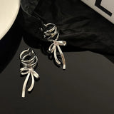 New Ribbon Aesthetics Ear Clips Earrings Ballet Bow-knot Ear Cuff Women Girls Korean Fashion Kpop Earring Jewelry Gifts