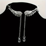 Women Angel Wings Feather Earrings Ear Stud Trendy Crystal Tassel Jewelry