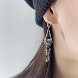  925 Sterling Silver Skeleton Skull Dangle Earring for Women Gift Halloween Vintage Hip Hop Trend Jewelry Dropshipping