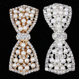 Women Trendy Pearl Bow Hair Accessories Girls High-grade Grace Temperament Crystal Inlay Horsetail Clip