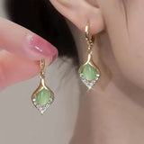 Korean Fashion Ladies Vintage Opal Stone Pendant Drop Earrings for Women Modern Ladies Earring Trend Jewelry pendientes mujer