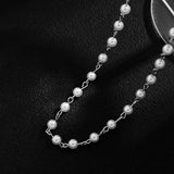 Small Imitation Pearl Beads Chain Short Choker Necklace for Men Trendy Beaded Chain Necklace on Neck Fashion Jewelry Collar