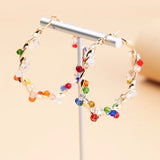 Random Colorful Crystal Hoop Earrings for Women New Fashion Big Round Circle Statement Earrings Wedding Party Bohemian  Jewelry