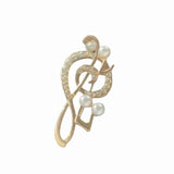 Women Trendy Musical Note Pearl Brooch High-grade Crystal Fashion Clothing Accessories