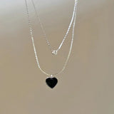 New Fashion Trend Unique Design Exquisite Light Luxury Zircon Double Layer Black Love Heart Necklace Women Jewelry Party Gift