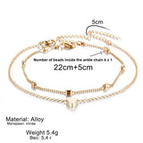 Women Summer Round Bead Chain Love Anklet Simplicity Temperament Double-deck Holidays  Ankle Bracelet