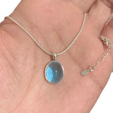 Simple Retro Oval Aquamarine Pendant Necklace For Women Girls Luxury Snake Chain Necklace Fashion Temperament Jewelry Gifts