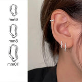 1Pcs Silver Color Minimal Wave Hoop Earrings Crystal Zirconia Small Huggie Thin Cartilage Earring Piercing Jewelry New