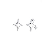 Silver Color Asymmetric Four-pointed Star Earrings for Women Super Fairy Stud Earring Simple Jewelry Hot Sale Gift